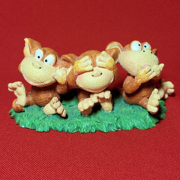 Russ Monkey Business Hear See Speak No Evil Figurine Ceramic Decor - Picture 1 of 12